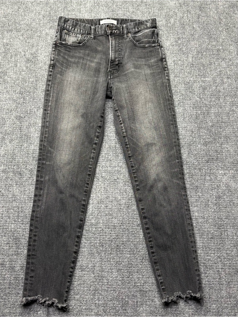 Moussy Vintage Jeans Womens 26 Black Westcliffe Skinny Ankle Raw Hem Japan Made